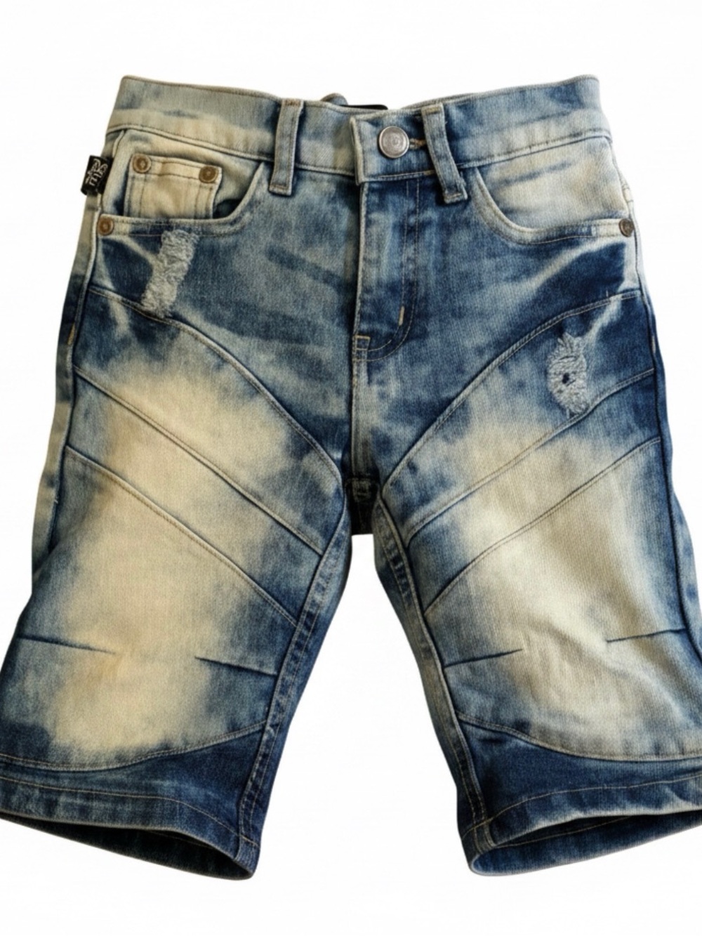 Akademiks Blue Washed Panel Denim Shorts